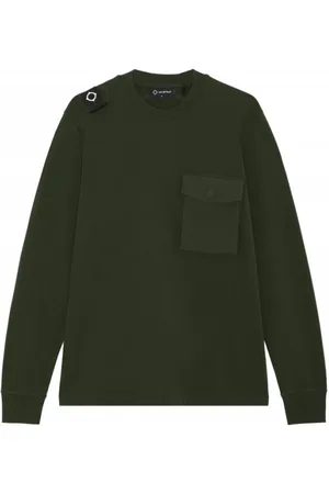 MA.STRUM Sweathshirts & Hoodies, Herre, Grøn, L, Bomuld, Langærmet Cargo Lomme T-shirt
