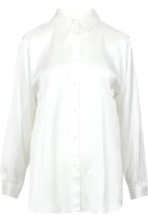 Kaos Bluser & Skjorter, Dame, , S, Uld, Hvid Viskose Skjorte med Krave