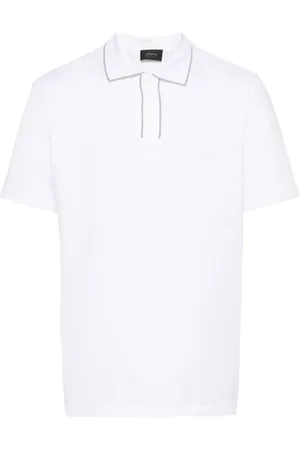 BRIONI Top, Herre, Hvid, L, Bomuld, Hvid Bomuld Polo Shirt
