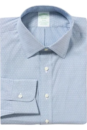 Brooks Brothers Skjorte, Herre, Blå, XL, Bomuld, Blå Slim Fit Non-Iron Stretch Bomuldsskjorte med Ainsley-krave