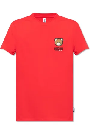 Moschino Top, Herre, Rød, 2XL, Bomuld, T-shirt med logo