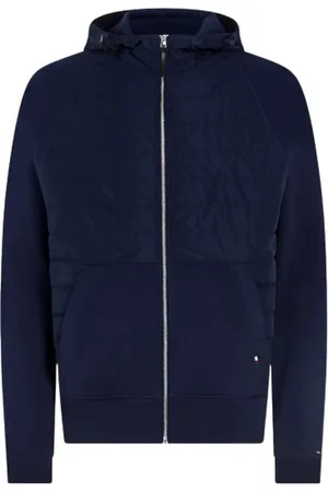 Tommy Hilfiger Sweathshirts & Hoodies, Herre, Blå, M, Bomuld, Quiltet Hættetrøje