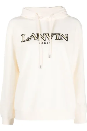 Lanvin Sweathshirts & Hoodies, Dame, Hvid, XS, Bomuld, Hvid Broderet Logo Bomuldshættetrøje