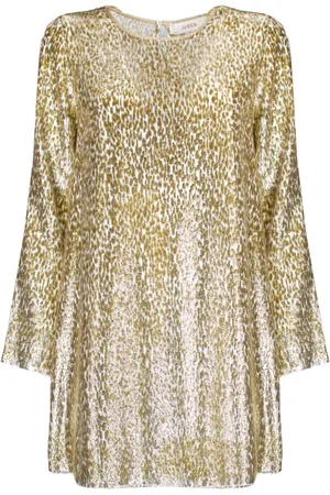 Jucca Kjole, Dame, Flerfarvet, XS, Uld, Kort Lurex Kjole - Guld