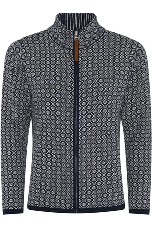 Skovhuus Strik, Dame, Blå, S, Bomuld, Jacquard Lynlås Cardigan