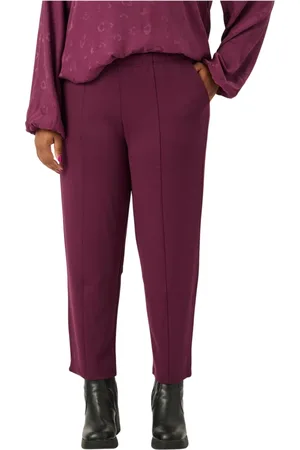 Pont Neuf Bukser, Dame, Lilla, L, Uld, Ankellange Plum Bukser med Elastisk Linning