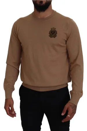 Dolce & Gabbana Strik, Herre, Brun, XL, Cashmere, Smuk Beige Cashmere Sweater