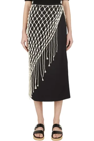 Wynn Hamlyn Nederdel, Dame, Sort, S, Bomuld, Macrame Nederdel med Aftagelig Overlay