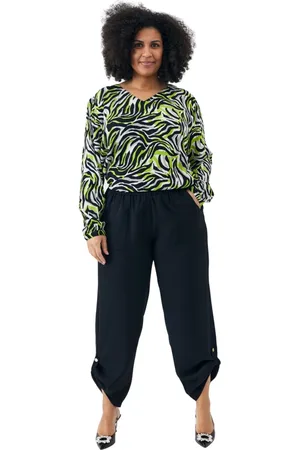 ADIA Bukser, Dame, Sort, S, Polyester, Højtaljede sorte bukser med sidelommer og smart detalje