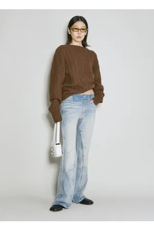 MARTINE ROSE Strik, Dame, Brun, XS, Uld, Merino Wool Cable Strik Trøje