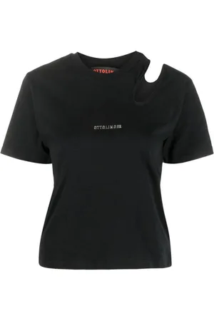 OTTOLINGER Top, Dame, Sort, XS, Bomuld, Sort bomuld T-shirt med udskæringsdetalje