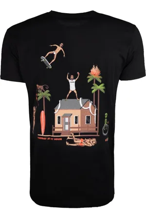 DOMREBEL Top, Herre, Sort, L, Bomuld, Farverig Grafisk T-shirt