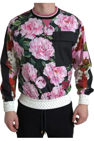 Dolce & Gabbana Sweathshirts & Hoodies, Herre, Flerfarvet, S, Bomuld, Blomstret Crewneck Sweater