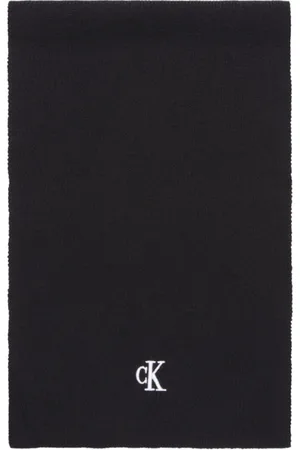 Calvin Klein Tilbehør, Dame, Sort, ONE SIZE, Uld, Sort Logo Tørklæde