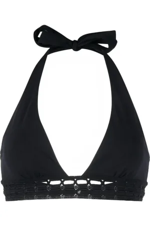 ERMANNO SCERVINO Badetøj, Dame, Sort, M, Uld, Sort Hæklet Halterneck Bikini Top