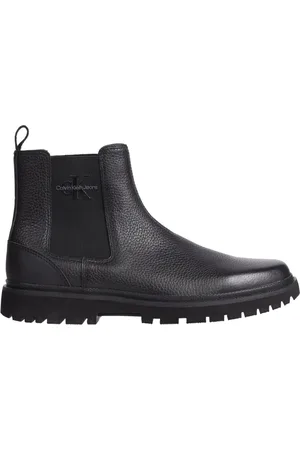 Calvin Klein Sko, Herre, Sort, 44 EU, Læder, Sort Chelsea Boot til Mænd