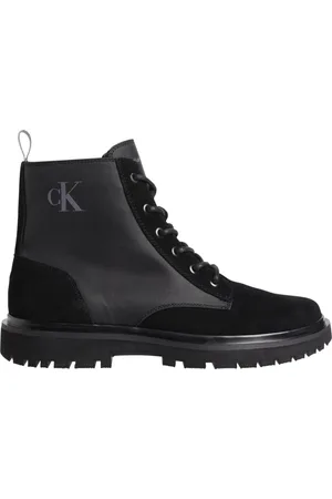 Calvin Klein Sko, Herre, Sort, 45 EU, Læder, Sorte Snørestøvler til Vandring