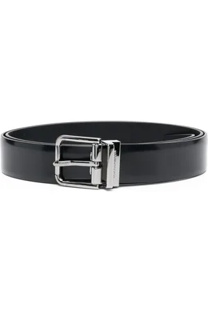 Dolce & Gabbana Tilbehør, Herre, Sort, 120 CM, Uld, Sort Firkantet Spænde Bælte