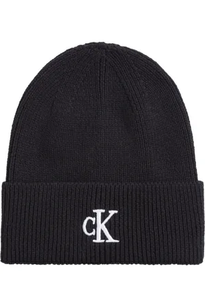 Calvin Klein Tilbehør, Dame, Sort, ONE SIZE, Uld, Sort Logo Beanie