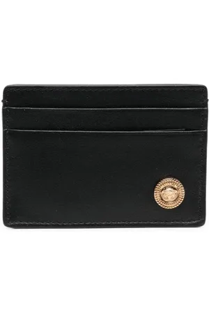 VERSACE Tilbehør, Herre, Sort, ONE SIZE, Uld, Sort Graveret Logo Pengepung