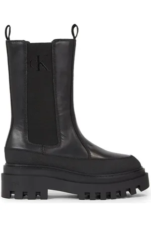 Calvin Klein Sko, Dame, Sort, 38 EU, Uld, Sort Flatform Chelsea Ankelstøvler