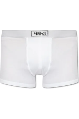 VERSACE Undertøj, Herre, Hvid, XL, Ribbed boxershorts med logo