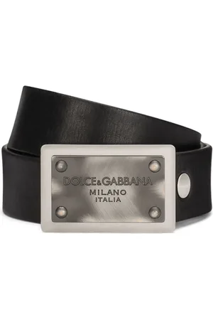 Dolce & Gabbana Tilbehør, Herre, Sort, 90 CM, Læder, Sort Læderbælte med Logo Spænde