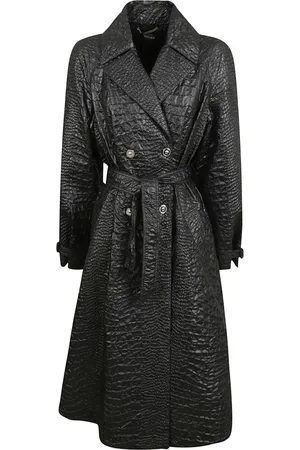 VERSACE Frakke, Dame, Sort, XS, Sort Trenchcoat med Ansvarligt Stof