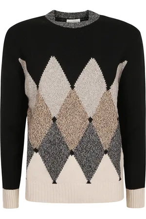 BALLANTYNE Strik, Herre, Hvid, 2XL, Uld, R Neck Pullover Trøjer