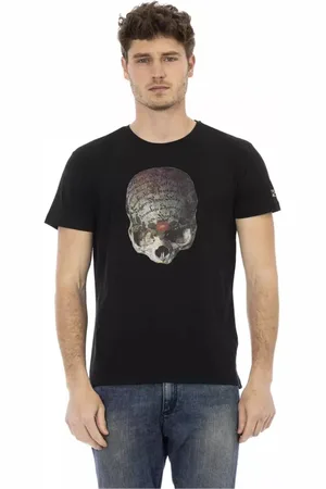 Trussardi Top, Herre, Sort, 3XL, Bomuld, Sort Bomuld T-Shirt med Frontprint