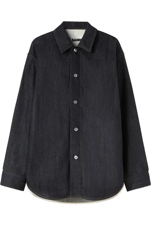 Jil Sander Skjorte, Herre, Blå, L, Denim, Mørkeblå Denim Overshirt