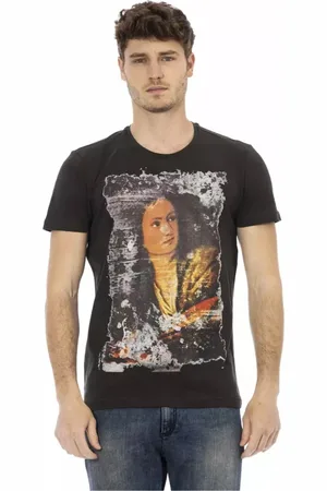 Trussardi Top, Herre, Sort, 2XL, Bomuld, Sort Bomuld T-Shirt med Frontprint