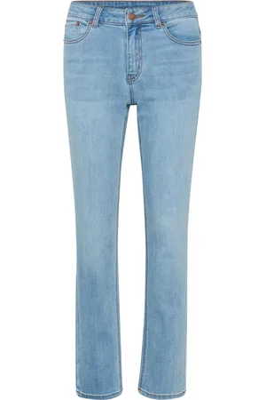Kaffe Jeans, Dame, Blå, L, Bomuld, Smart Straight Leg Jeans med Mid-Rise Talje og Klassiske Lommer