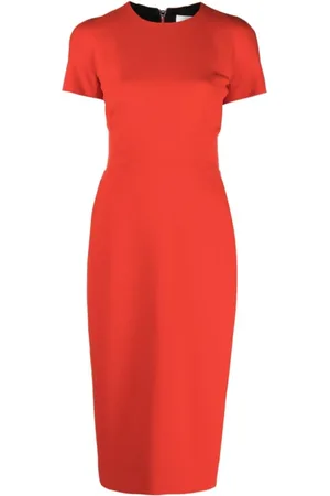 Victoria Beckham Kjole, Dame, Rød, M, Rød blyantkjole med dartdetaljer