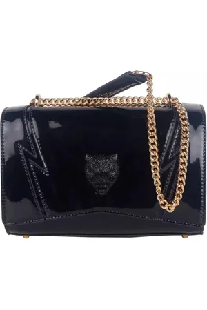 Philipp Plein Taske, Dame, Sort, ONE SIZE, Uld, Sort Logo Kæde Skuldertaske