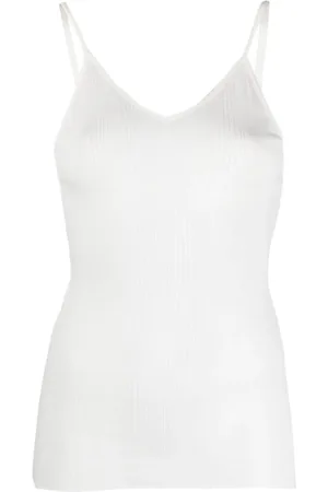 Khaite Top, Dame, Hvid, L, Bomuld, Hvid Stretch-Jersey V-Hals Top