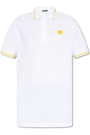 VERSACE Top, Herre, Hvid, L, Bomuld, Polo shirt med Medusa-ansigt