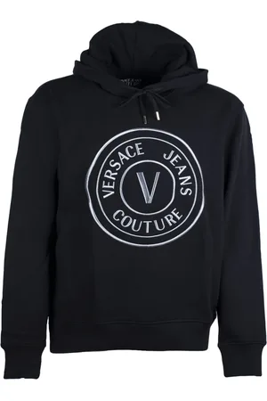 VERSACE Sweathshirts & Hoodies, Herre, Sort, L, Bomuld, Sort V Emblem Hoodie