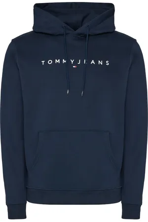 Tommy Hilfiger Sweathshirts & Hoodies, Herre, Blå, S, Bomuld, Linear Logo Hættetrøje