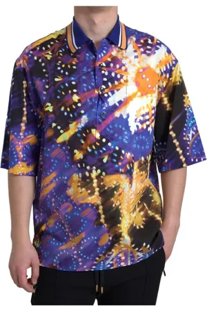 Dolce & Gabbana Top, Herre, Flerfarvet, L, Multifarvet Luminaire Print Polo Shirt
