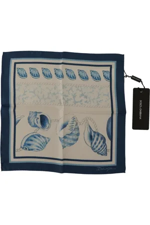 Dolce & Gabbana Tilbehør, Herre, Blå, ONE SIZE, Silketørklæde med Logo Print
