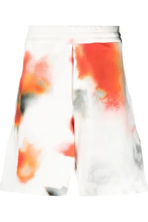 Alexander McQueen Shorts, Herre, Hvid, L, Bomuld, Tie-Dye Bomuldsshorts med Broderet Logo