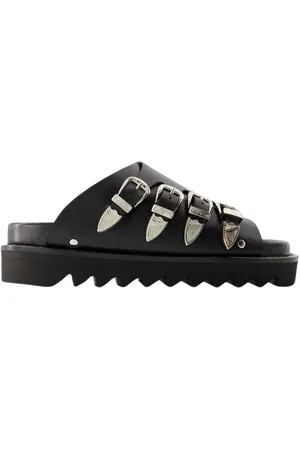 TOGA PULLA Sko, Dame, Sort, 38 EU, Læder, Sort Læder Rundtåede Sandaler