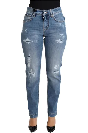 Dolce & Gabbana Jeans, Dame, Blå, 2XS, Bomuld, Blå Højtaljede Skinny Jeans
