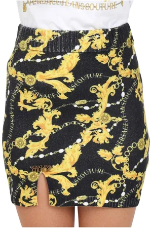 VERSACE Nederdel, Dame, Sort, L, Barok Printet Slim Fit Nederdel