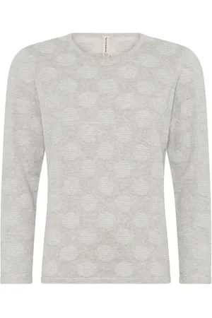 Skovhuus Strik, Dame, Grå, S, Bomuld, Dotted O-Neck Pullover Bluse