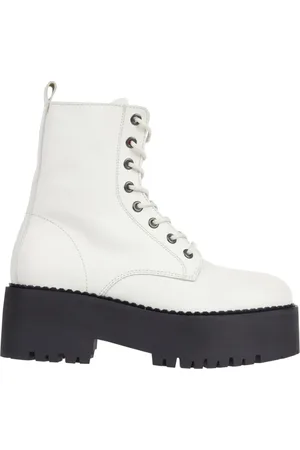 Tommy Hilfiger Sko, Dame, Hvid, 38 EU, Uld, Hvide Lynlås Ankelstøvler