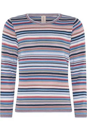 Skovhuus Strik, Dame, Flerfarvet, S, Bomuld, Multi Col. Stribet Pullov Bluse Blå/Rose