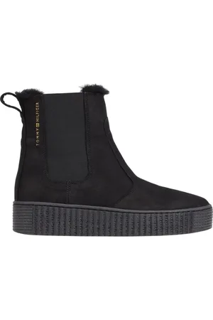 Tommy Hilfiger Sko, Dame, Sort, 40 EU, Læder, Sort Chelsea Warmbootie
