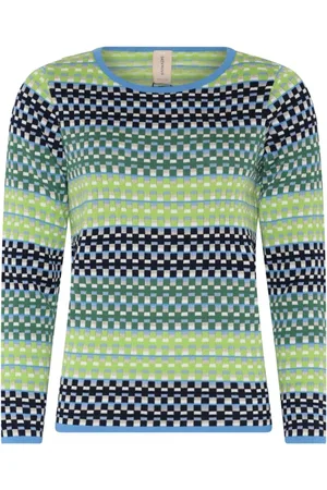 Skovhuus Strik, Dame, Grøn, 2XL, Bomuld, Særlig Ternet Pullover Bluse Blå/Grøn